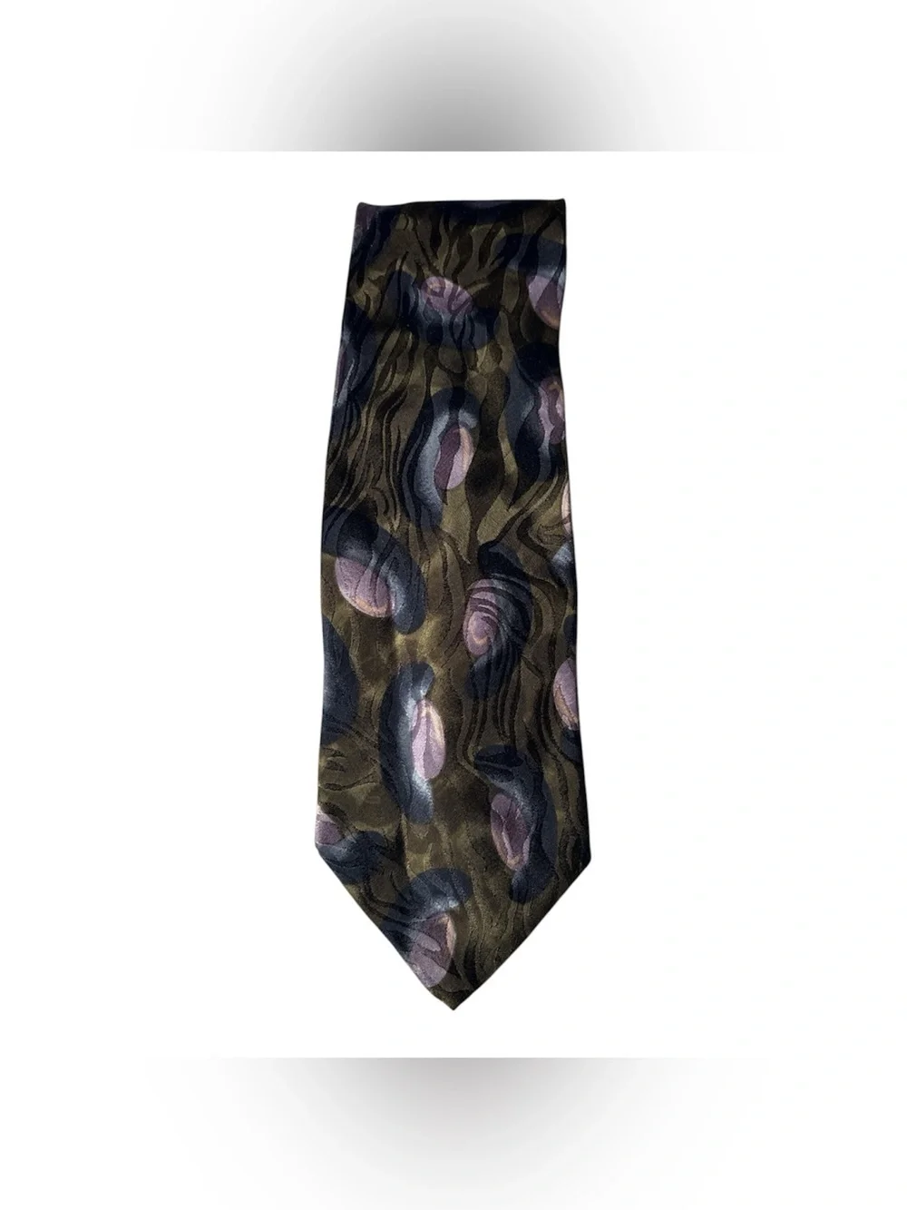 Men's Olive and Purple Patterned Tie